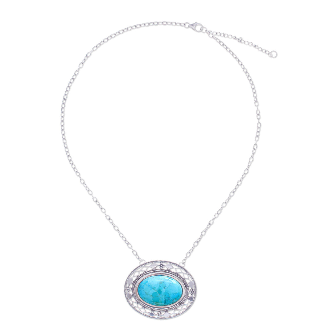 Thai Handcrafted Reconstituted Turquoise Pendant Necklace - Infinite Lagoon