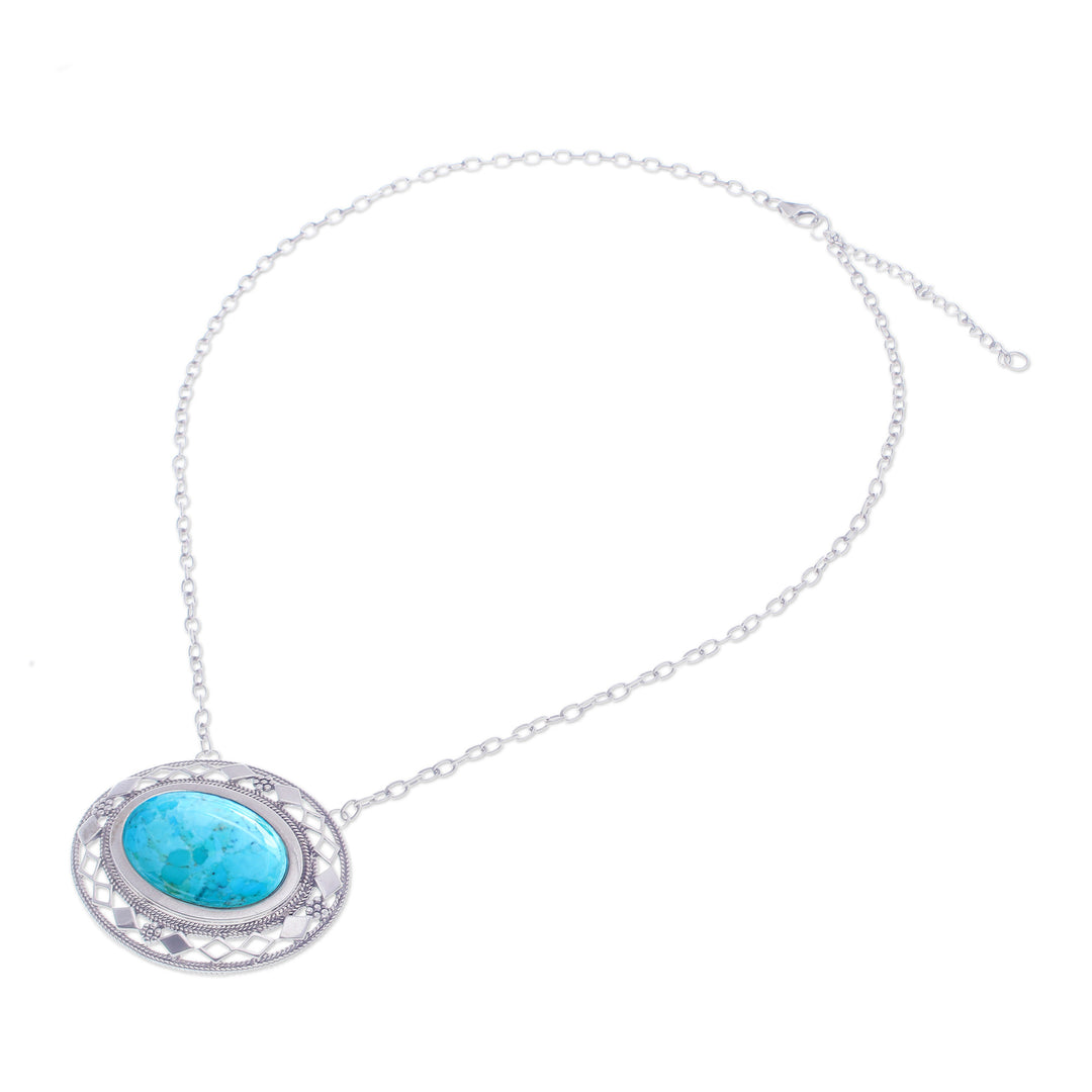 Thai Handcrafted Reconstituted Turquoise Pendant Necklace - Infinite Lagoon