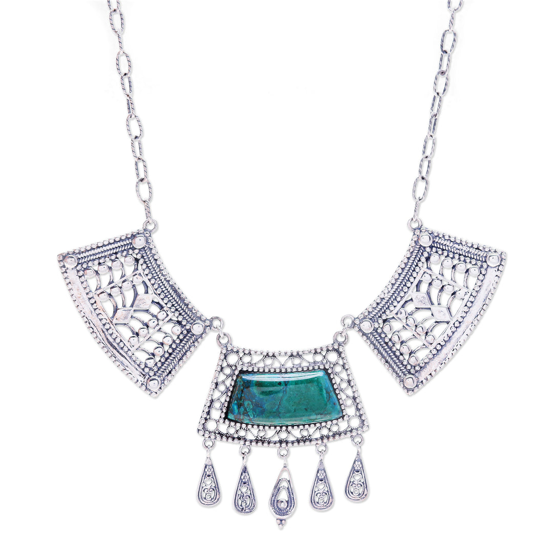 Natural Chrysocolla Statement Pendant Necklace from Thailand - Wise Realm