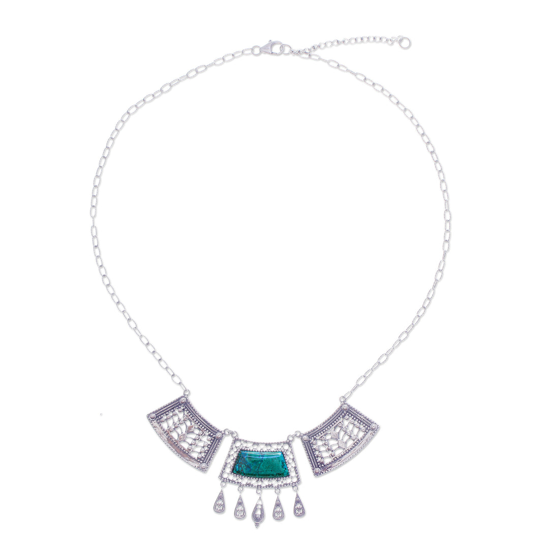 Natural Chrysocolla Statement Pendant Necklace from Thailand - Wise Realm