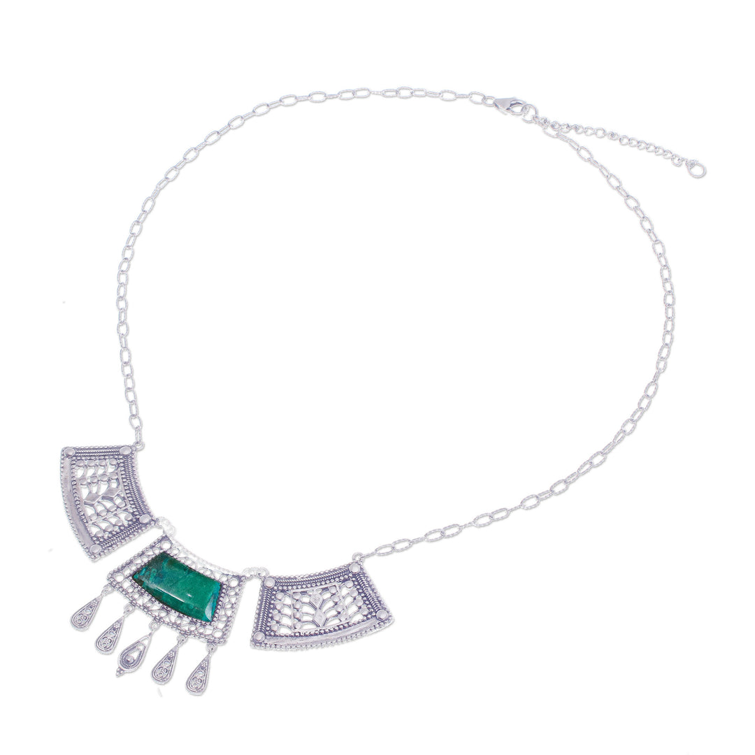 Natural Chrysocolla Statement Pendant Necklace from Thailand - Wise Realm