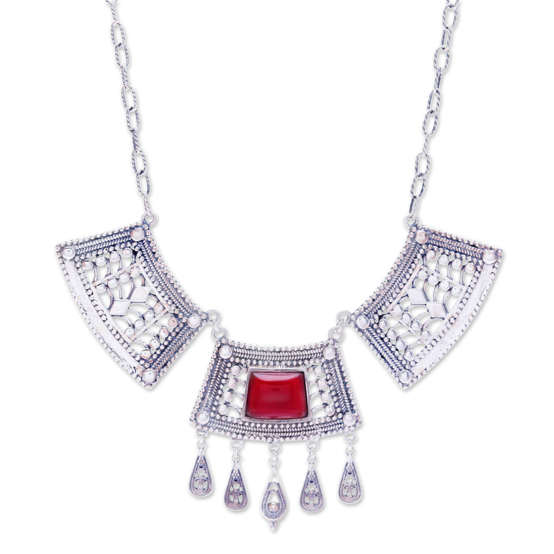 Natural Carnelian Statement Pendant Necklace from Thailand - Courageous Realm