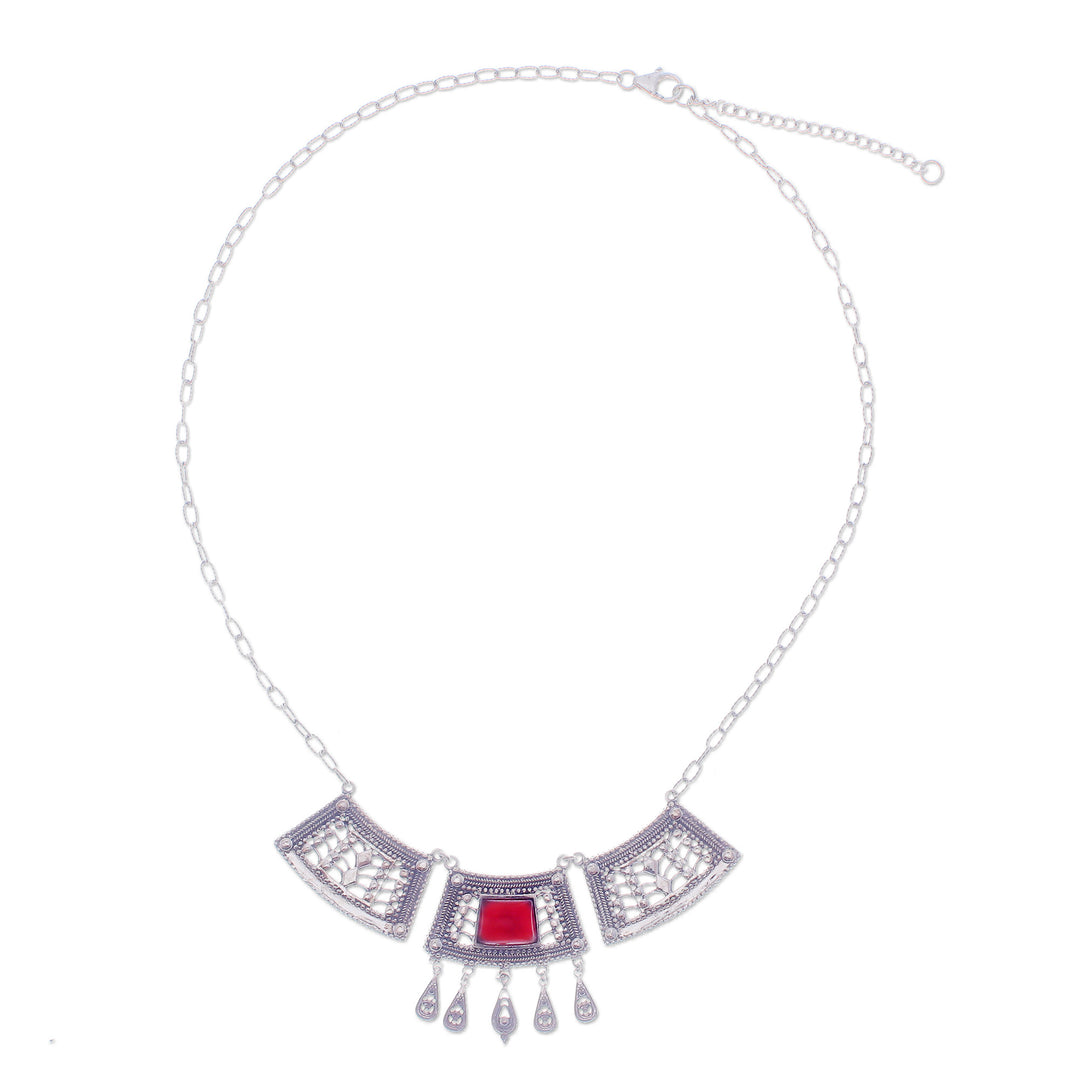 Natural Carnelian Statement Pendant Necklace from Thailand - Courageous Realm