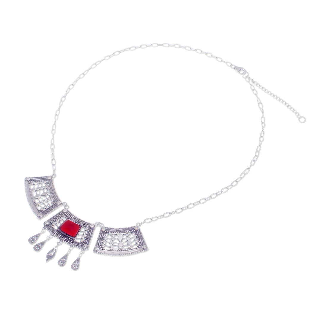 Natural Carnelian Statement Pendant Necklace from Thailand - Courageous Realm