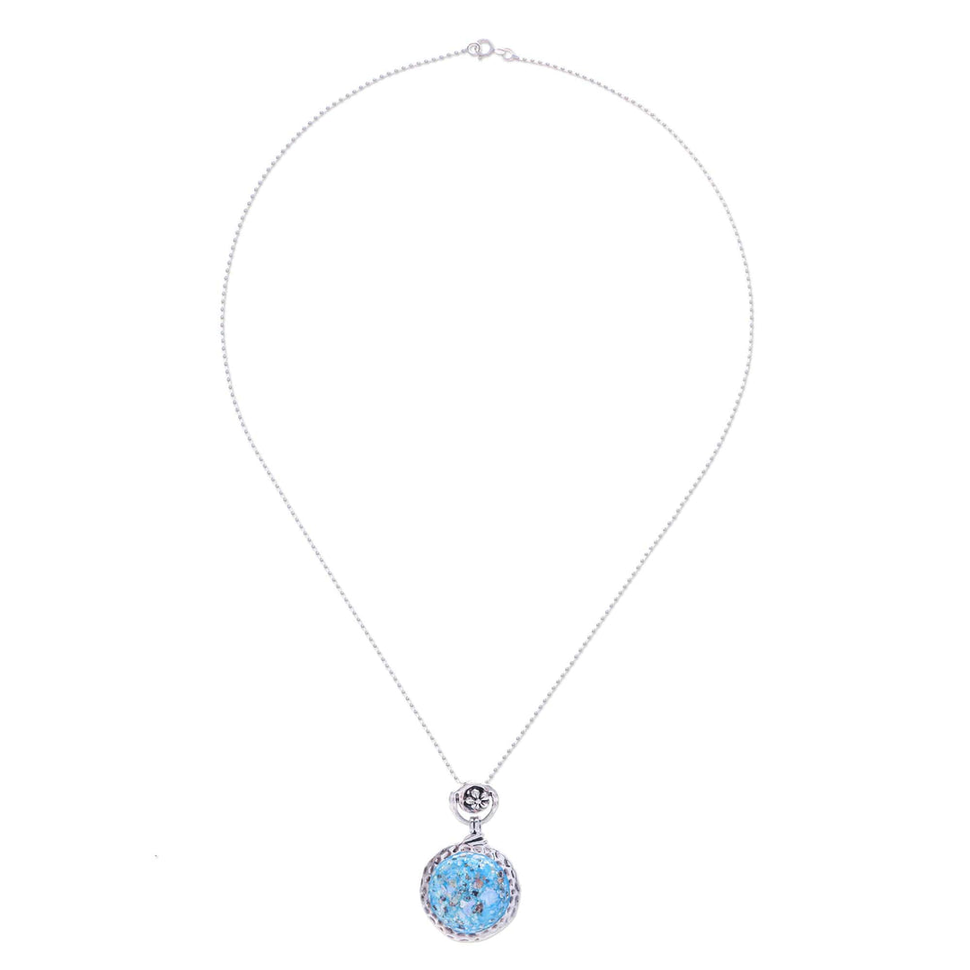 Floral-Inspired Roman Glass Pendant Necklace from Thailand - Moonlight Petal