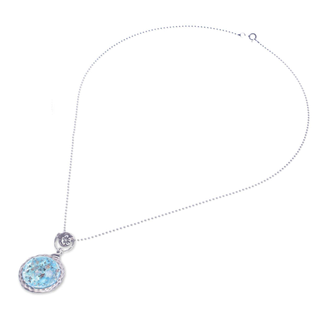 Floral-Inspired Roman Glass Pendant Necklace from Thailand - Moonlight Petal