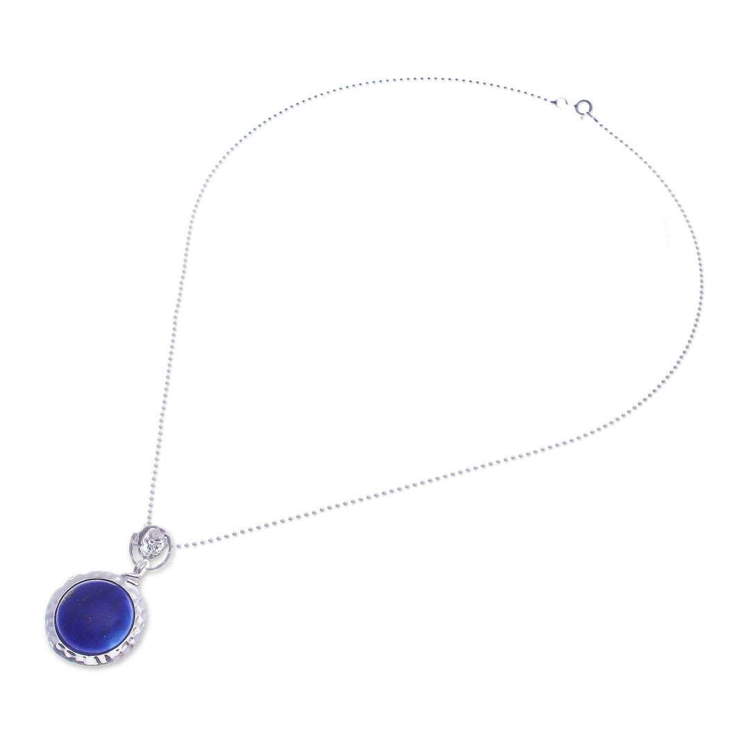Floral-Inspired Lapis Lazuli Pendant Necklace from Thailand - Palatial Petal