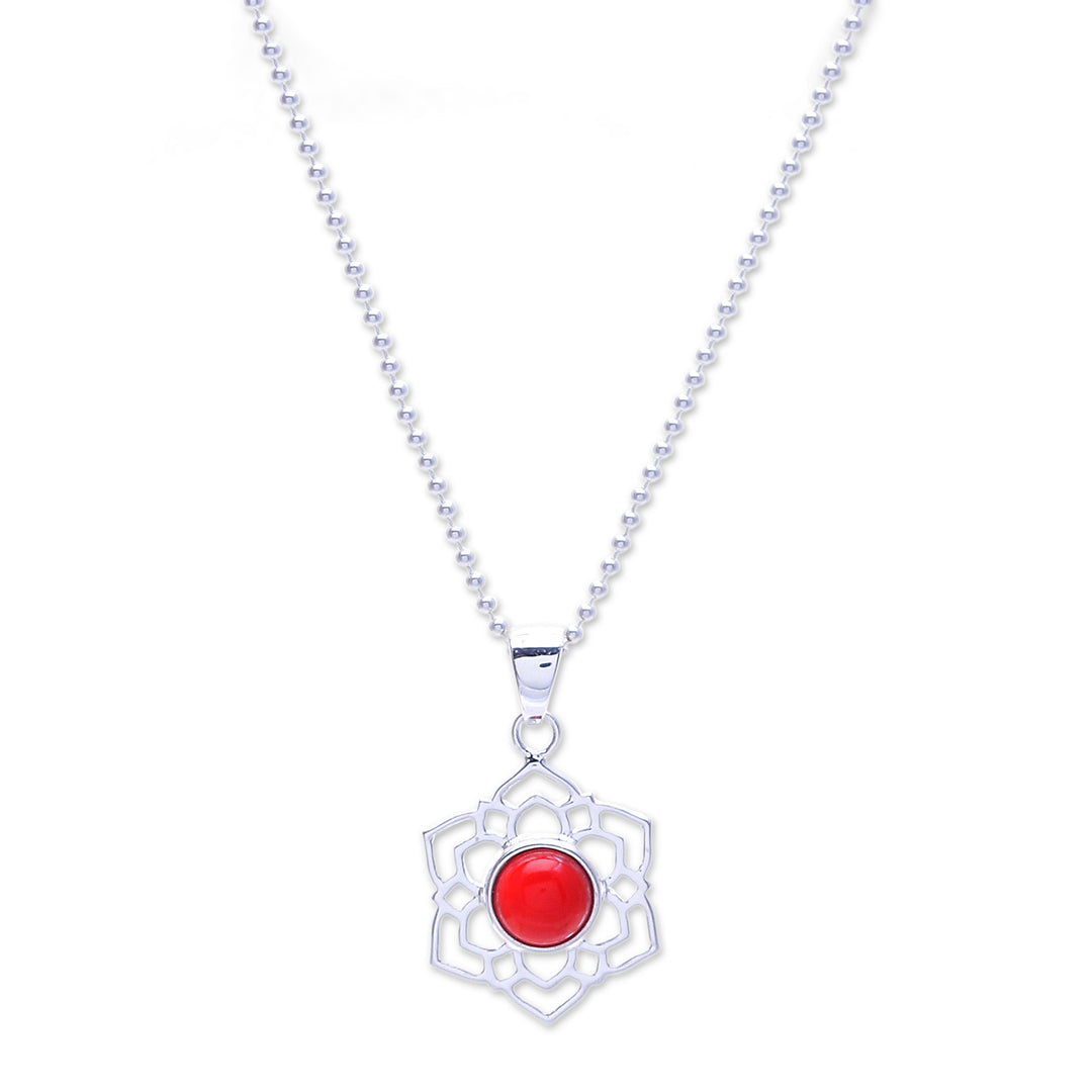 High-Polished Floral Natural Carnelian Pendant Necklace - Frozen Courage