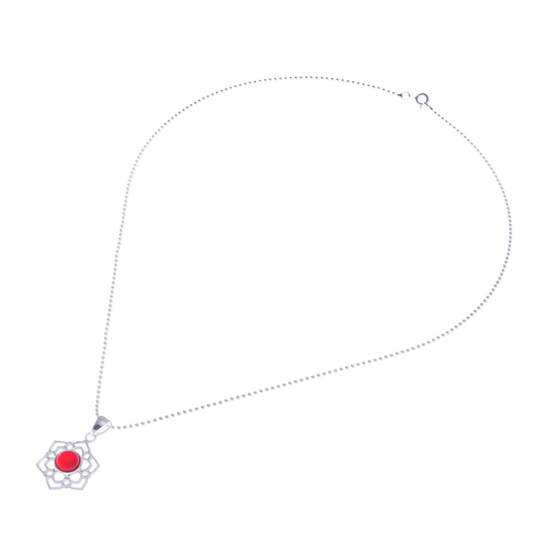 High-Polished Floral Natural Carnelian Pendant Necklace - Frozen Courage