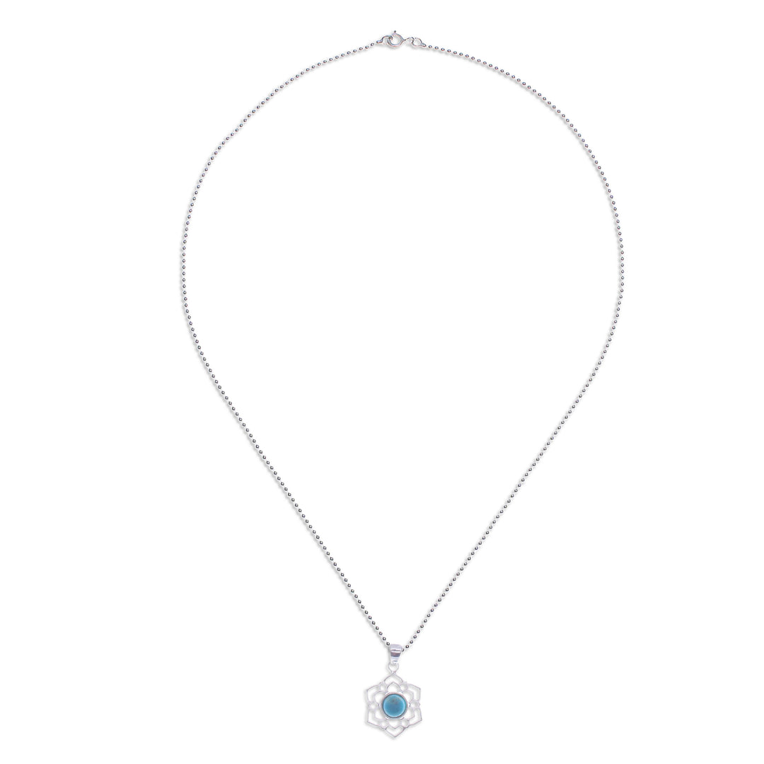 High-Polished Floral Recon Turquoise Pendant Necklace - Frozen Peace