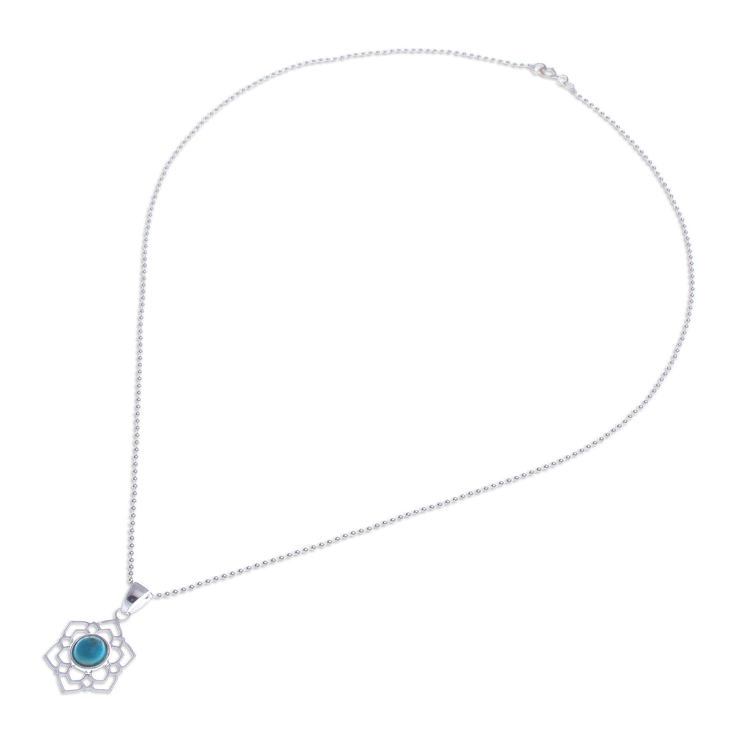 High-Polished Floral Recon Turquoise Pendant Necklace - Frozen Peace
