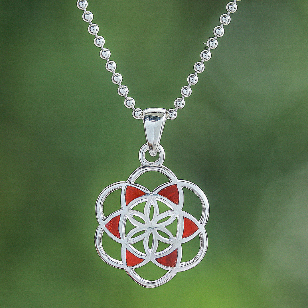 Red Floral Geometry
