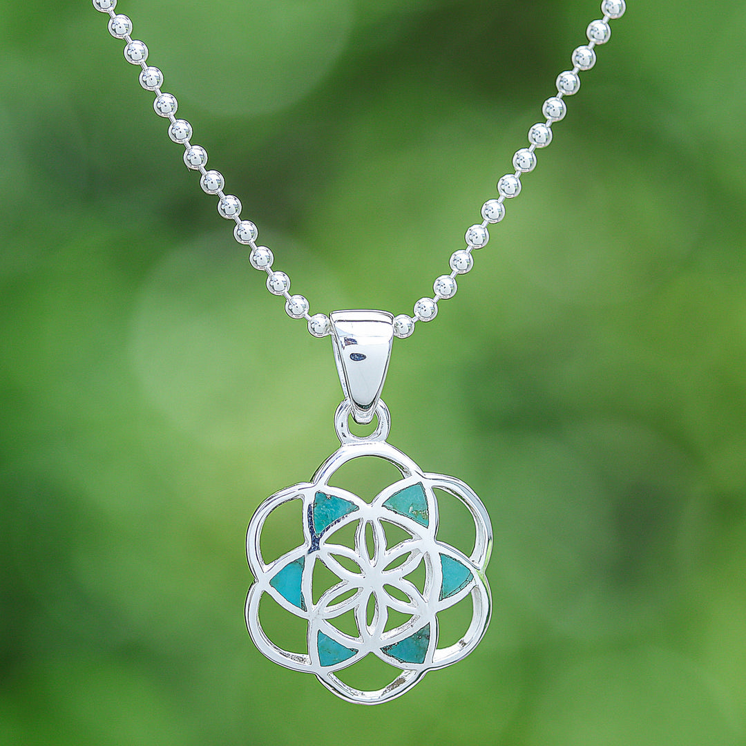 Aqua Floral Geometry