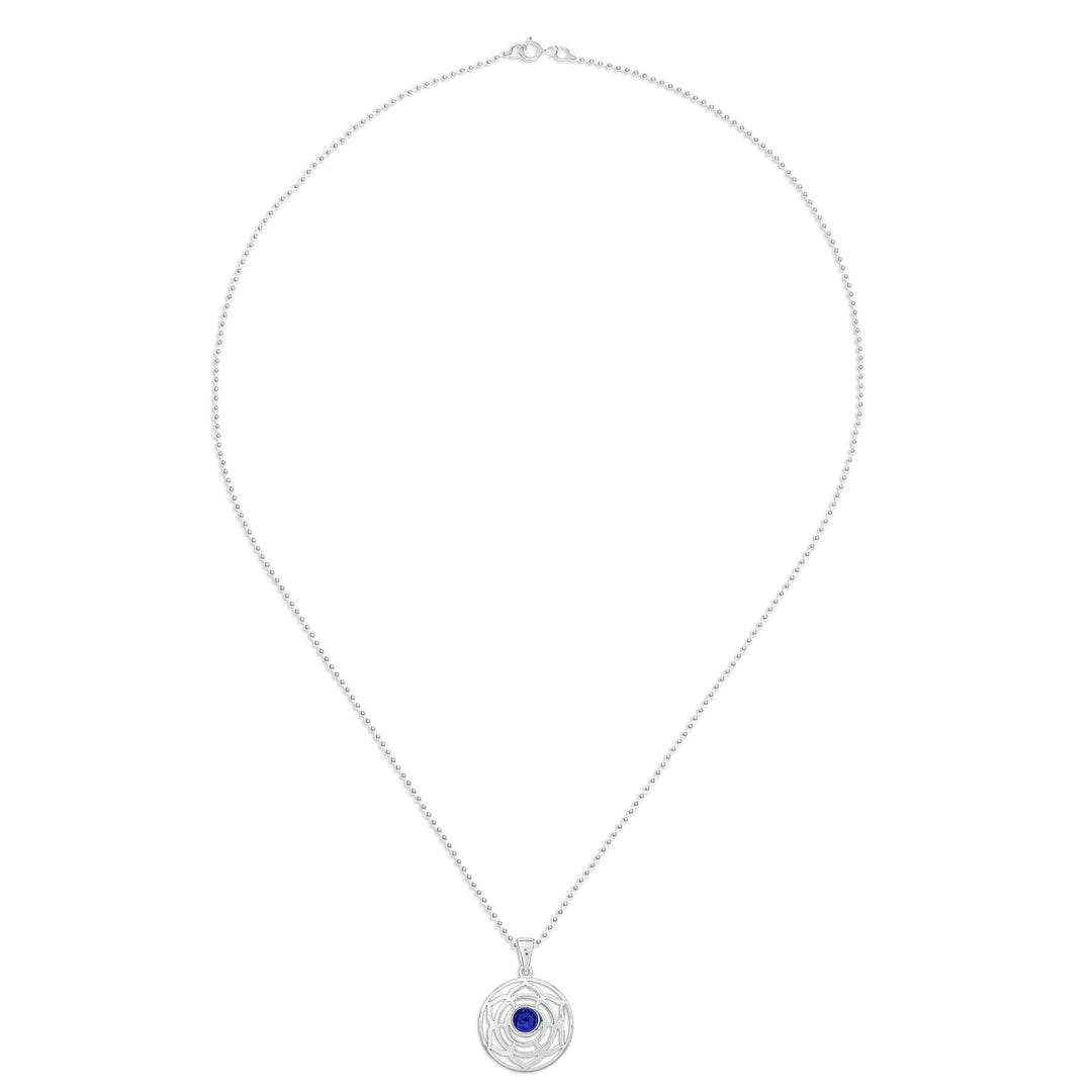 Rose-Themed Lapis Lazuli Pendant Necklace from Thailand - Regal Rose