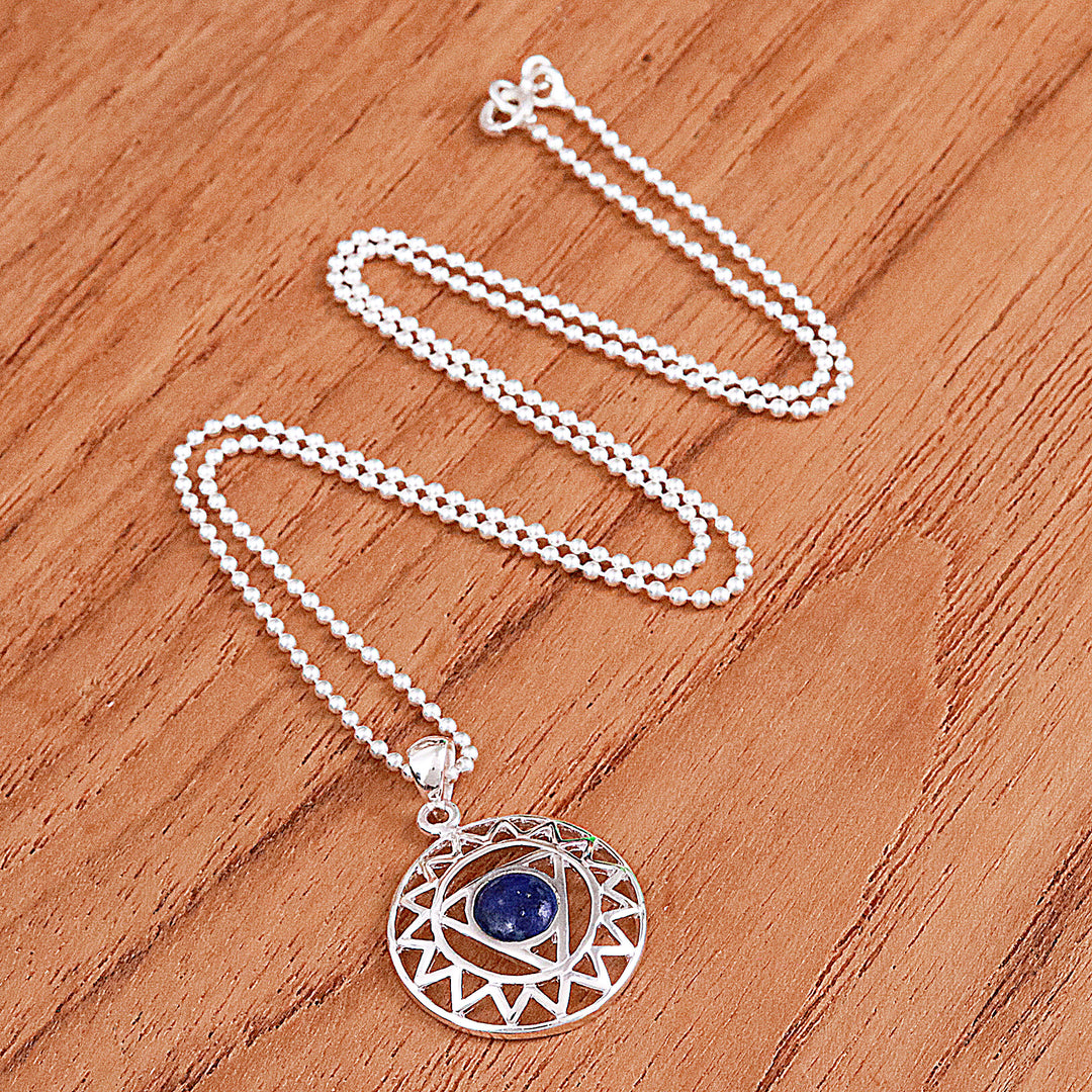 Star and Geometric-Themed Lapis Lazuli Pendant Necklace - Triangle of Intellect