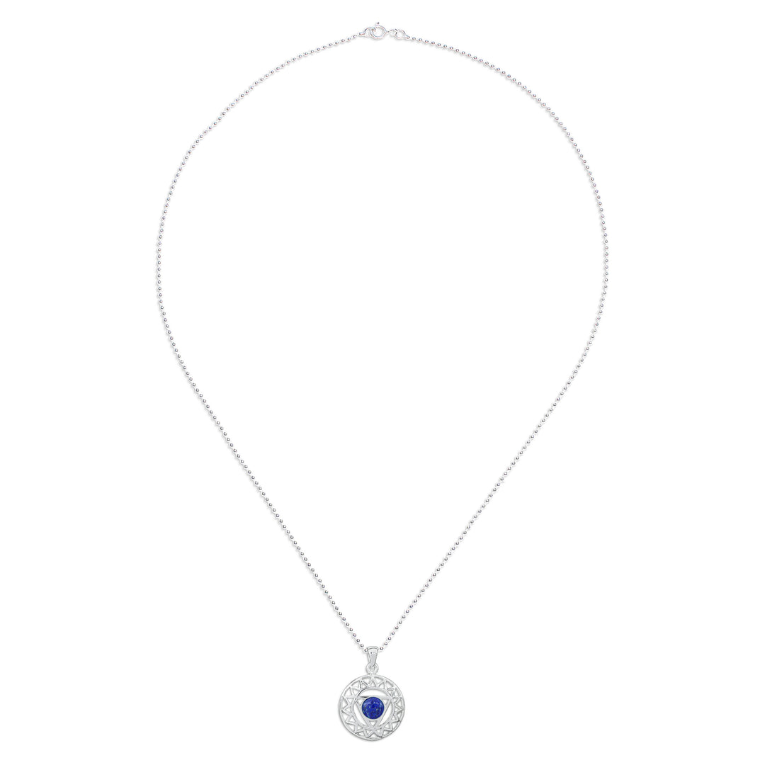 Star and Geometric-Themed Lapis Lazuli Pendant Necklace - Triangle of Intellect