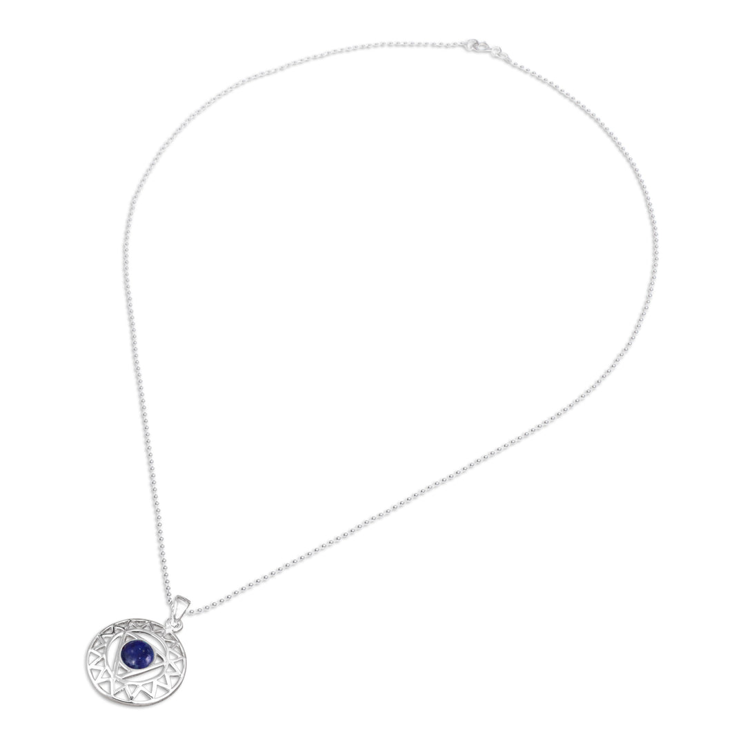 Star and Geometric-Themed Lapis Lazuli Pendant Necklace - Triangle of Intellect