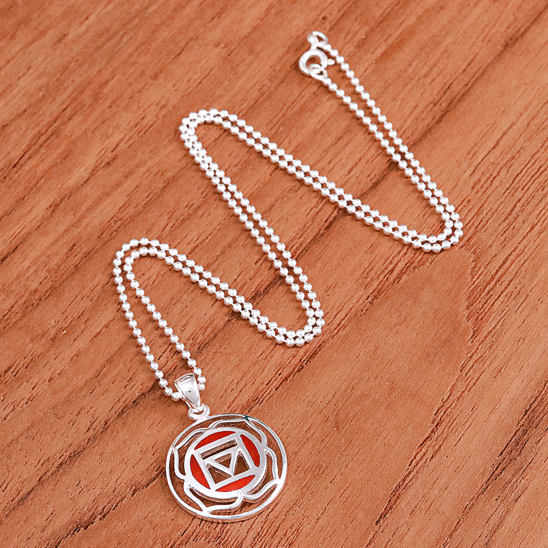 Inspirational Lotus-Themed Carnelian Pendant Necklace - Mind on Fire