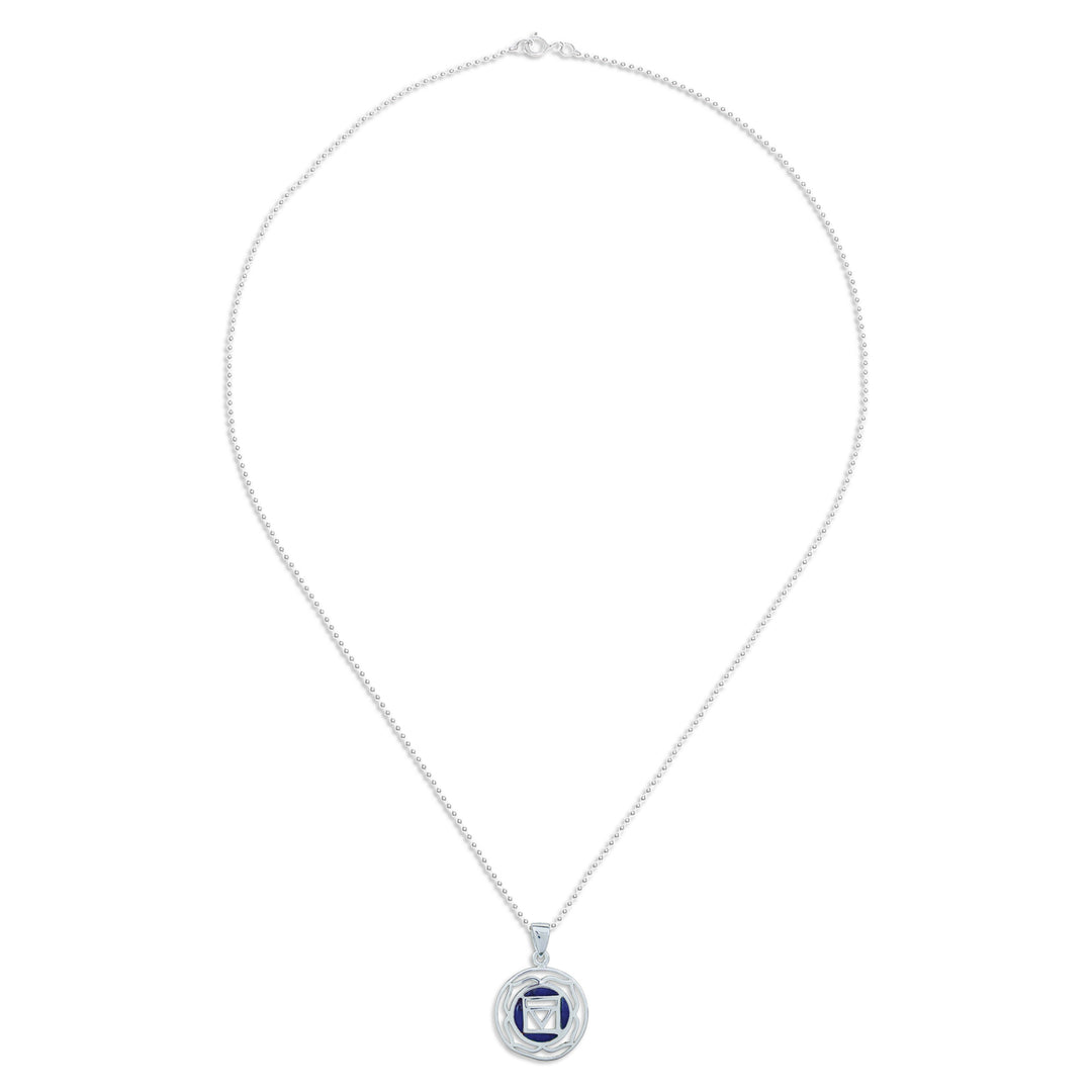 Inspirational Lotus-Themed Lapis Lazuli Pendant Necklace - Mind of Intellect