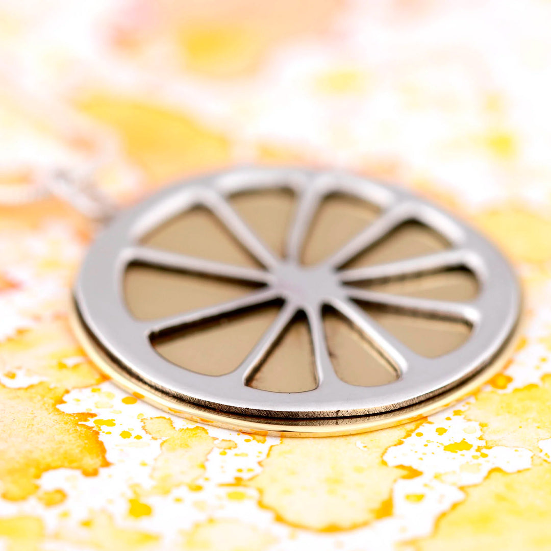 Sterling Silver and Brass Lemon Slice Pendant from Mexico - Lemon Slice