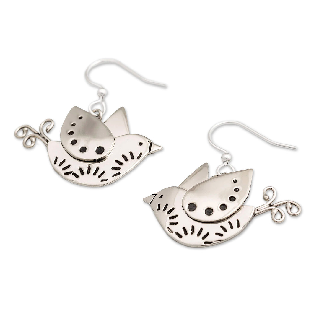 Inspirational Dove-Themed Alpaca Silver Dangle Earrings - Sweet Dove