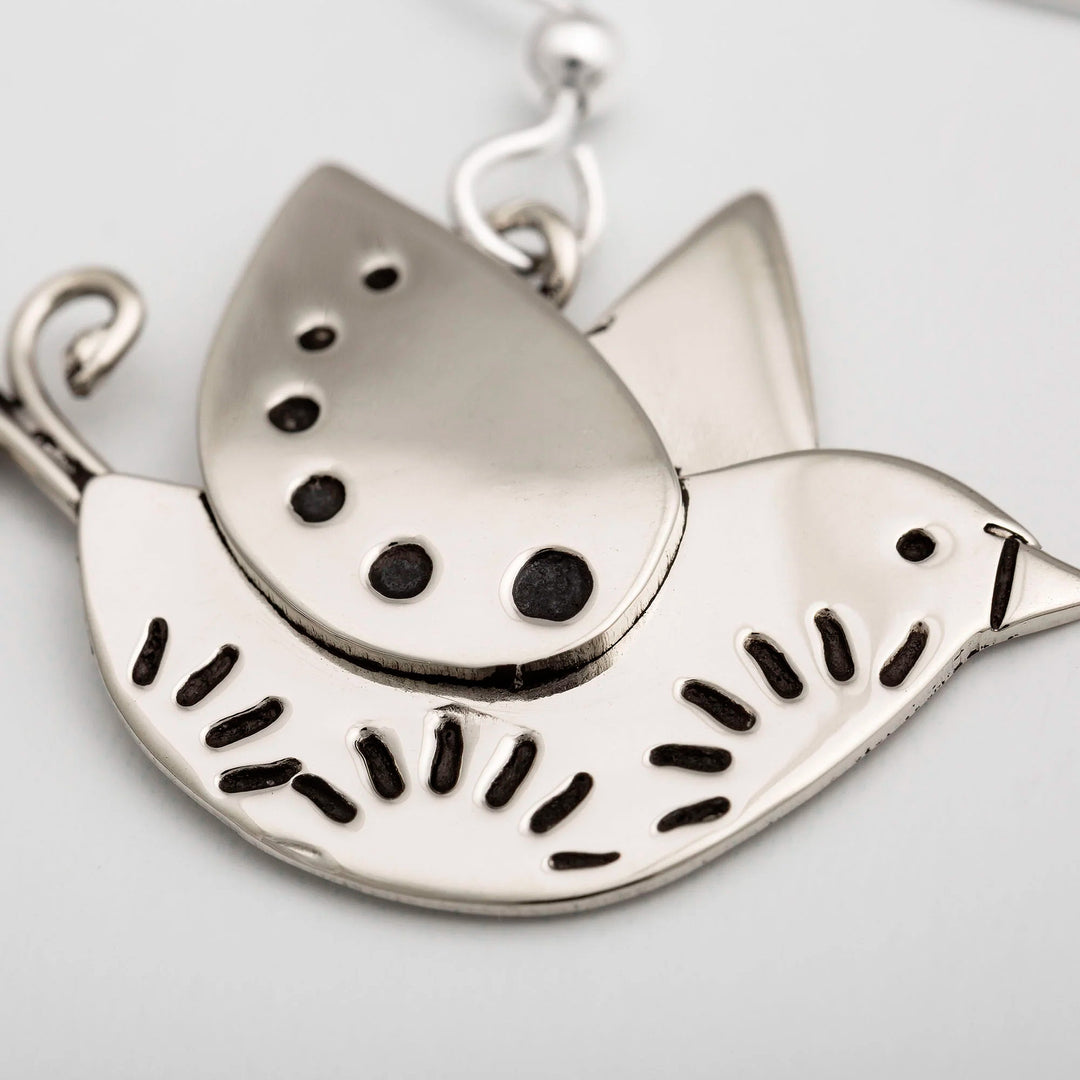 Inspirational Dove-Themed Alpaca Silver Dangle Earrings - Sweet Dove