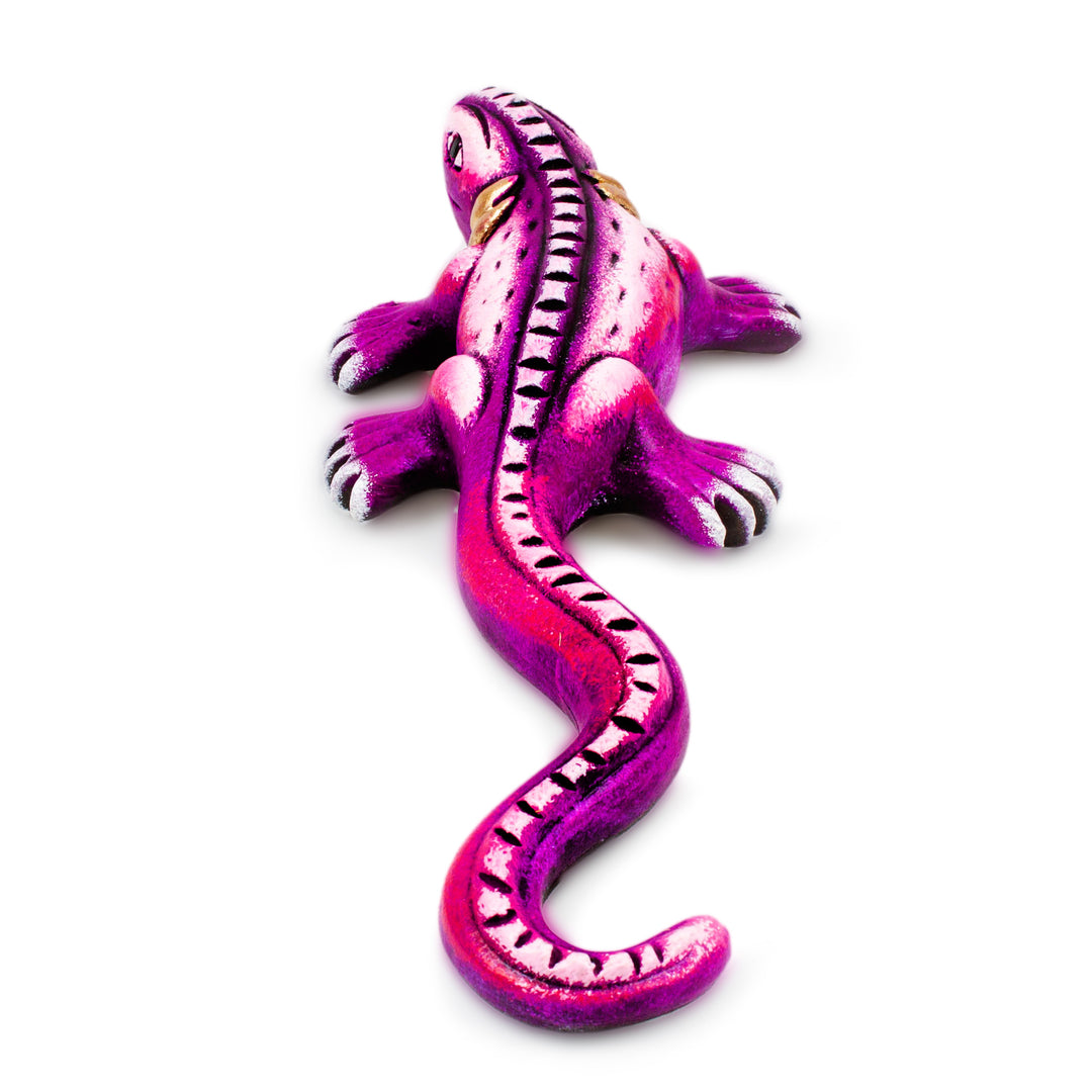 Hand-Painted Ceramic Alebrije Purple Iguana Sculpture - Exotic Purple Friend