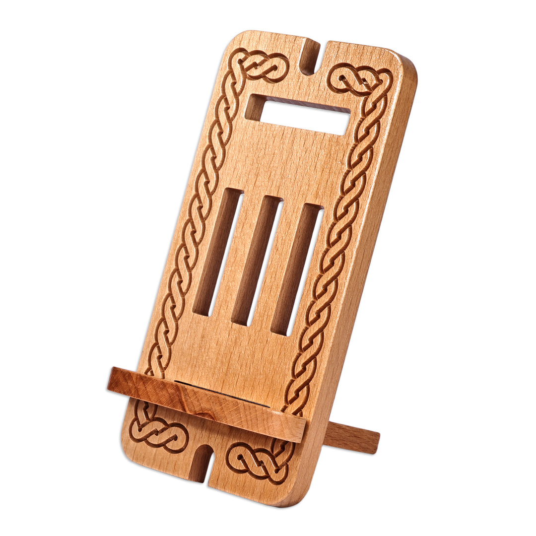 Traditional Handcrafted Beechwood Phone Holder - Ancestor's Blessing