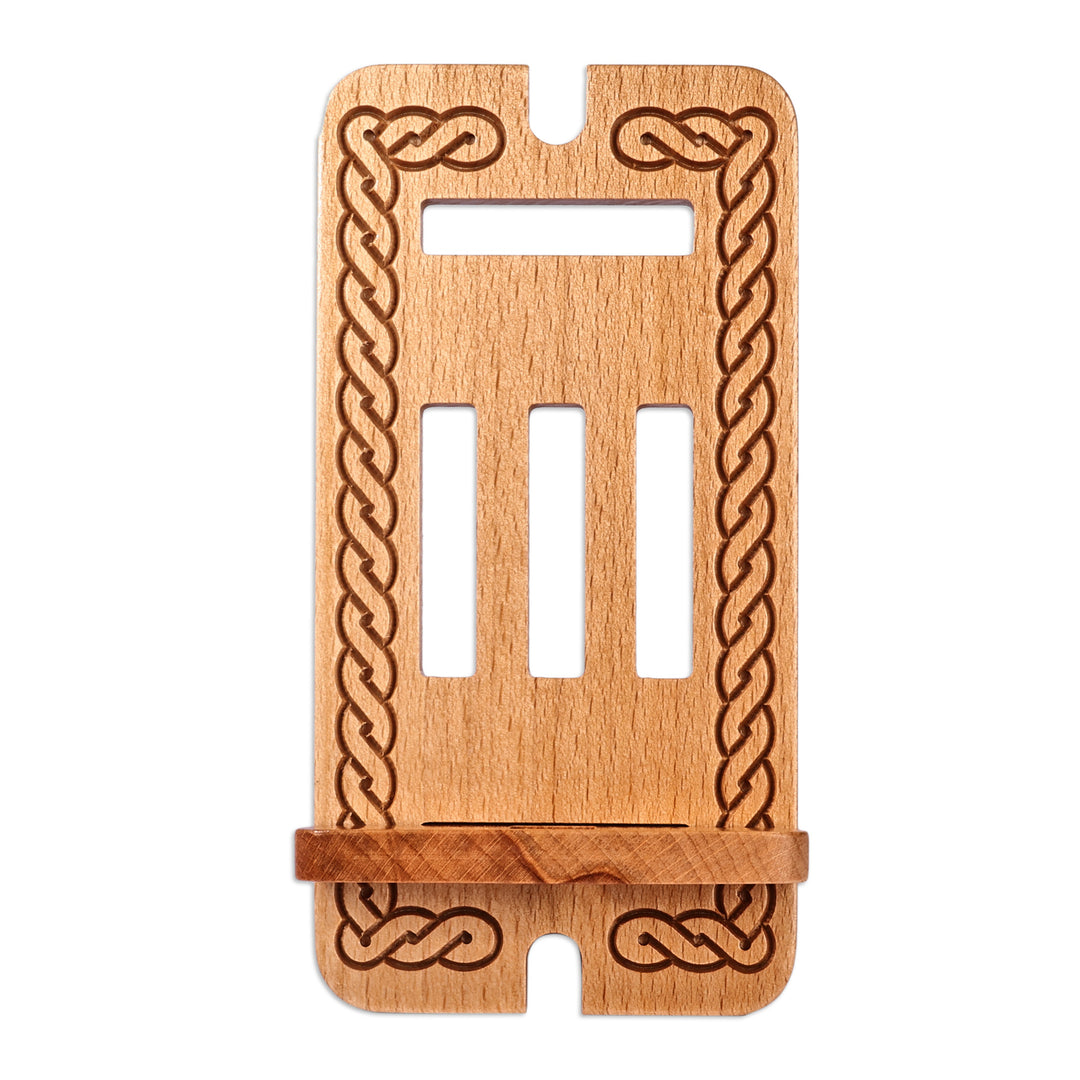 Traditional Handcrafted Beechwood Phone Holder - Ancestor's Blessing