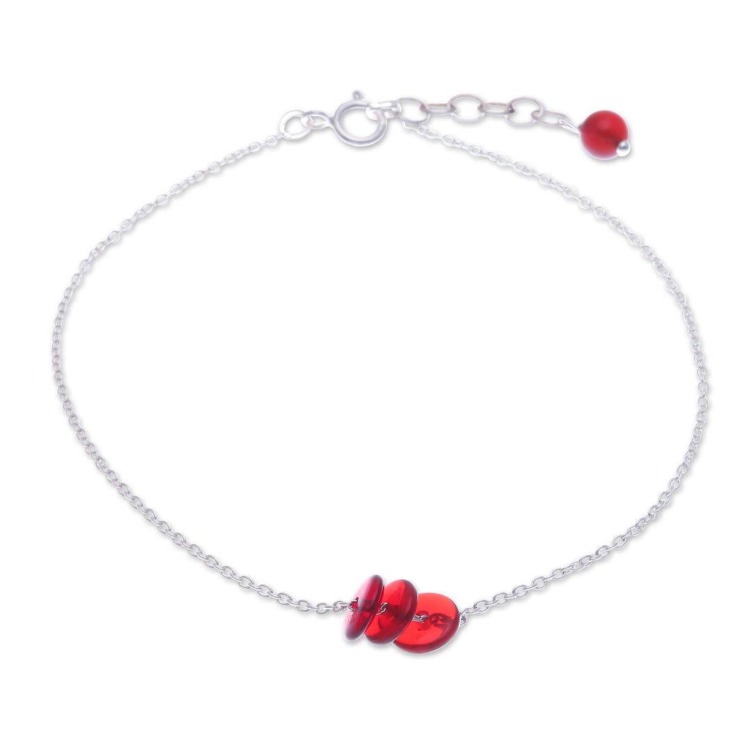 Natural Carnelian and Sterling Silver Charm Anklet - Wheels of Fieriness