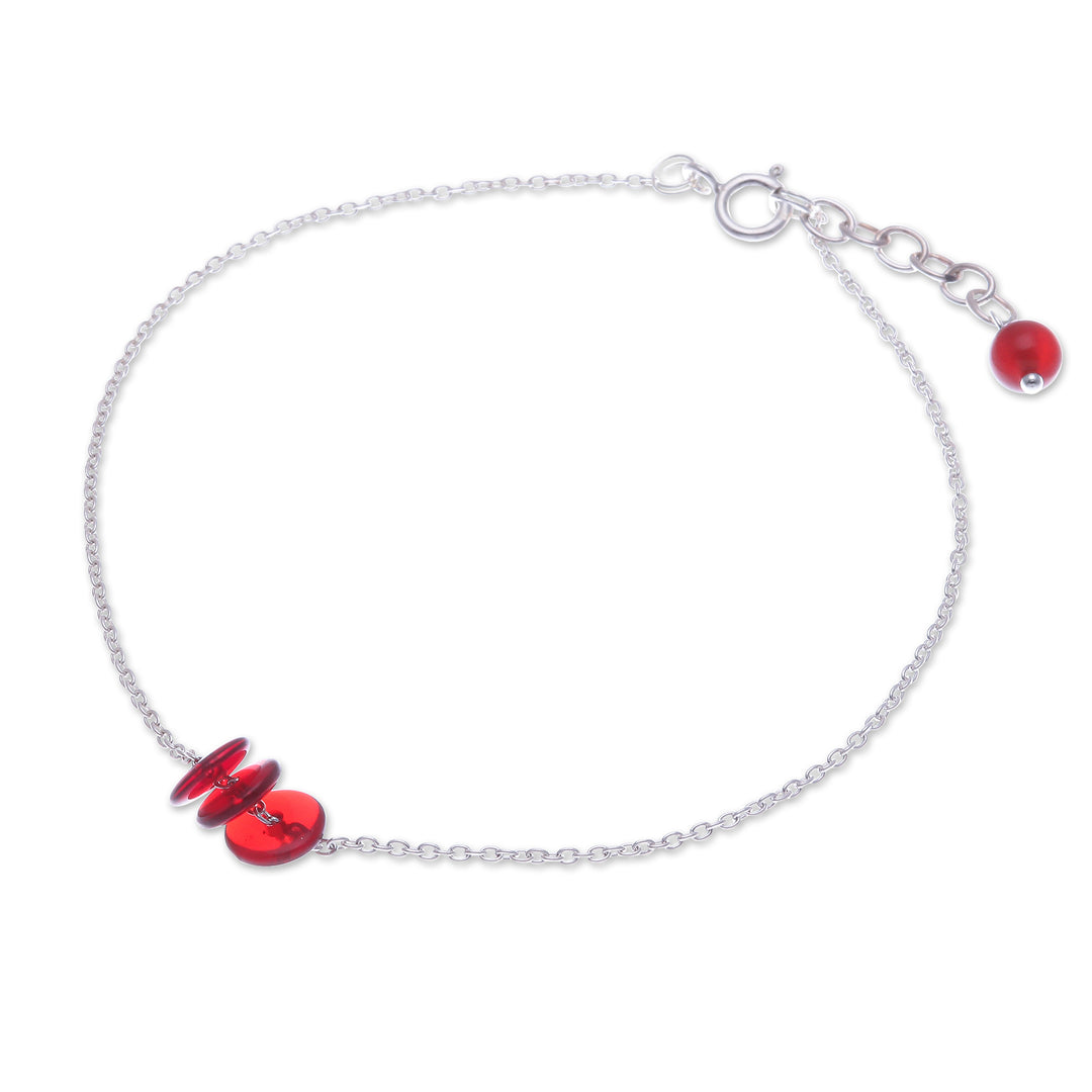 Natural Carnelian and Sterling Silver Charm Anklet - Wheels of Fieriness