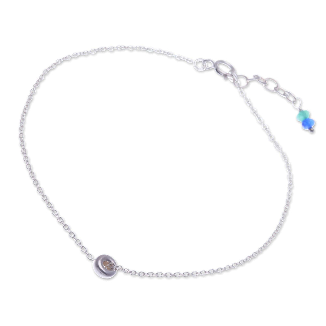 Blue and Green Quartz Sterling Silver Charm Anklet - Promise of Peace