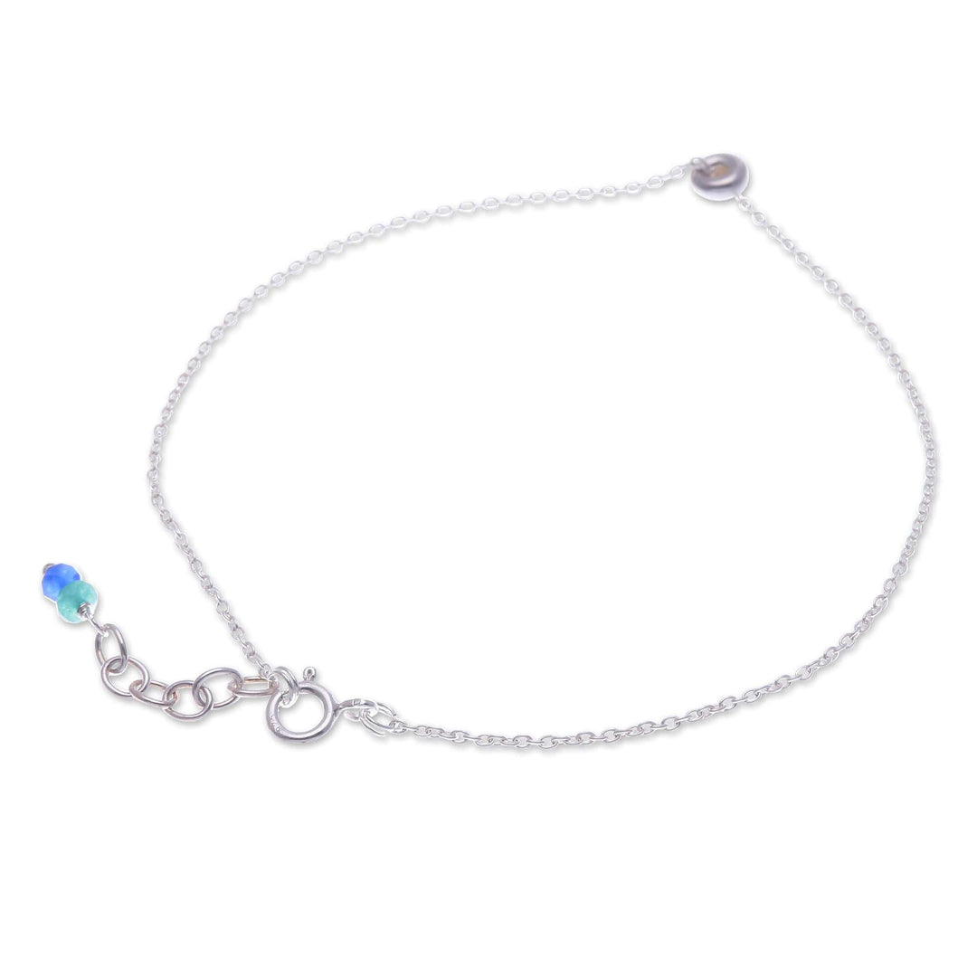 Blue and Green Quartz Sterling Silver Charm Anklet - Promise of Peace