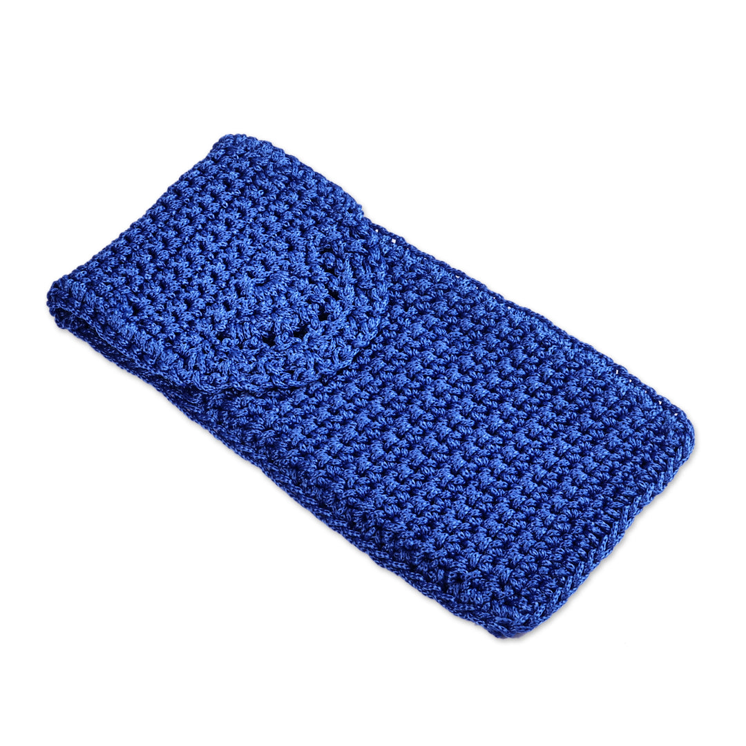Crocheted Handcrafted Blue Glasses Case from Armenia - Vision of Glamour