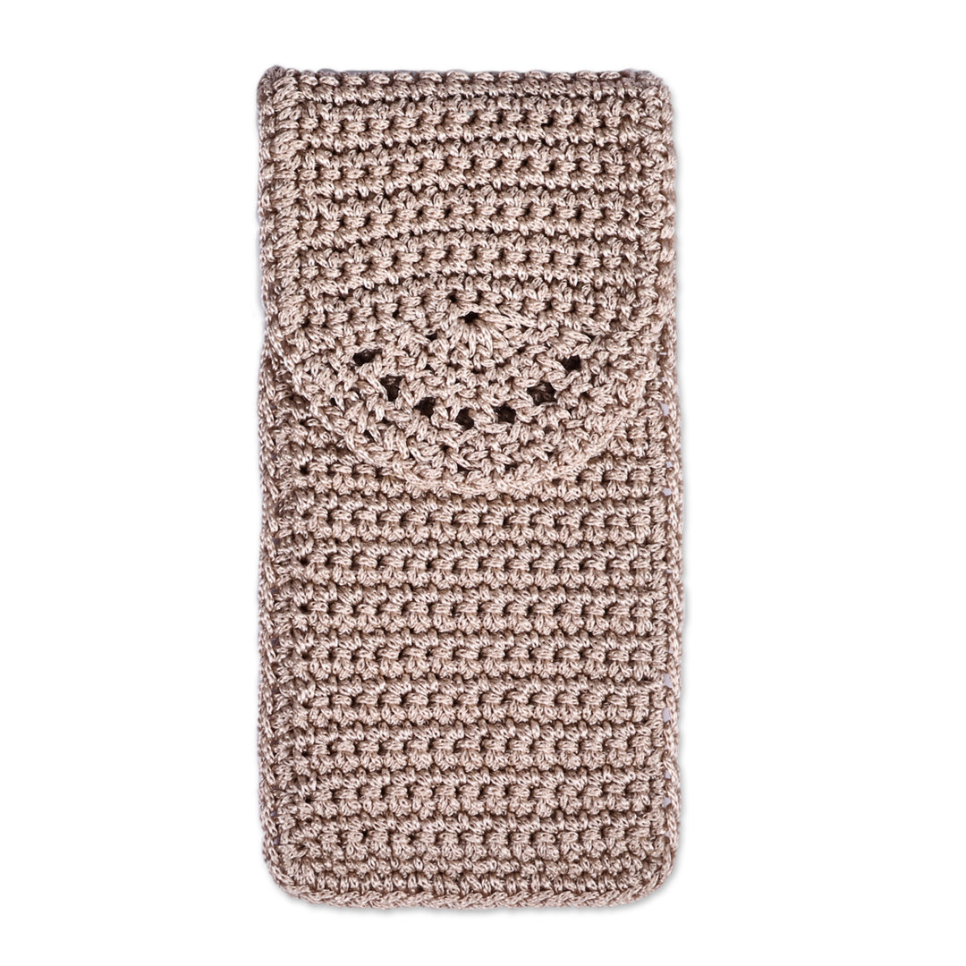 Armenian-Handcrafted Crocheted Glasses Case in Beige Hue - Vision of Style