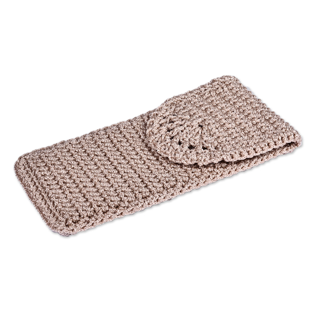 Armenian-Handcrafted Crocheted Glasses Case in Beige Hue - Vision of Style
