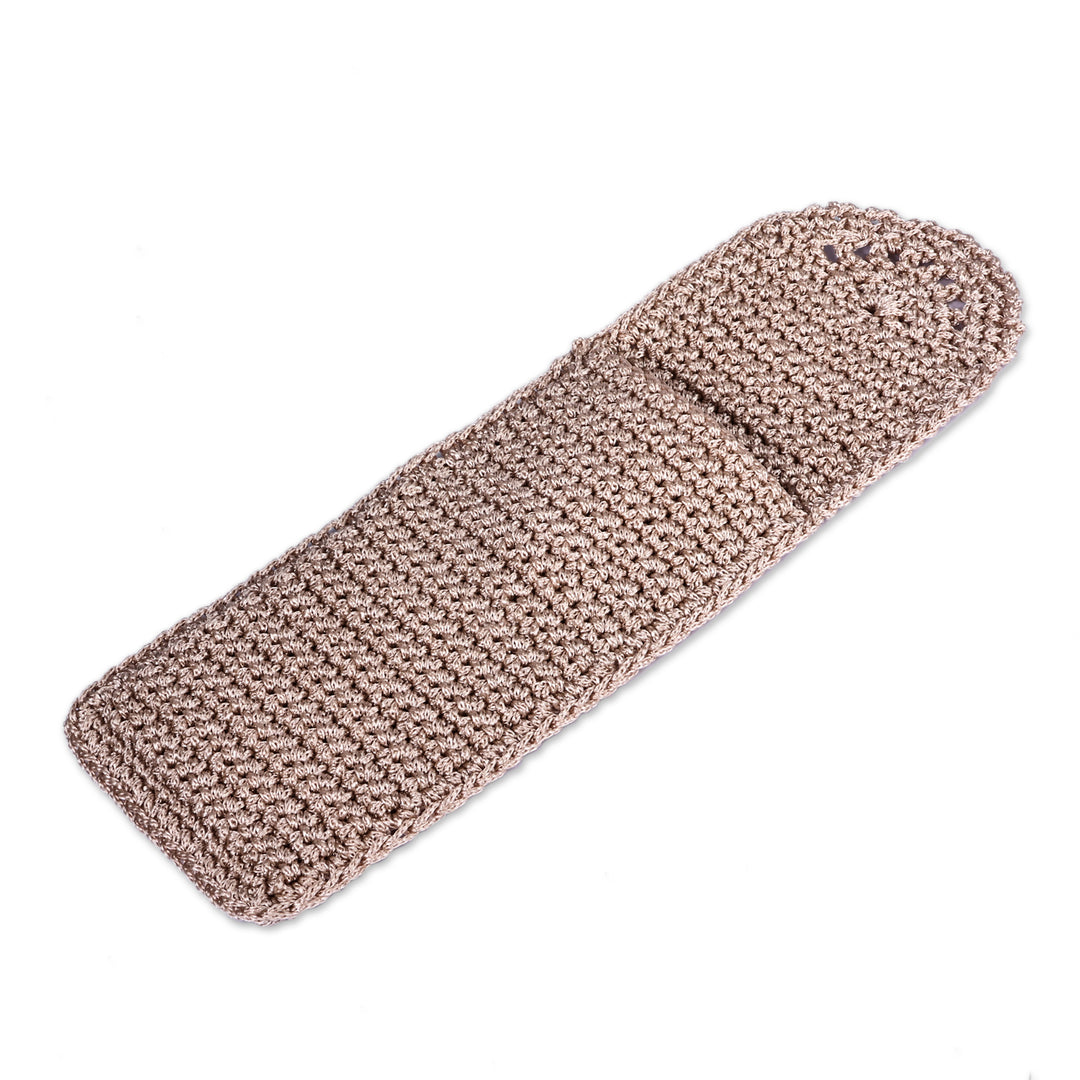 Armenian-Handcrafted Crocheted Glasses Case in Beige Hue - Vision of Style
