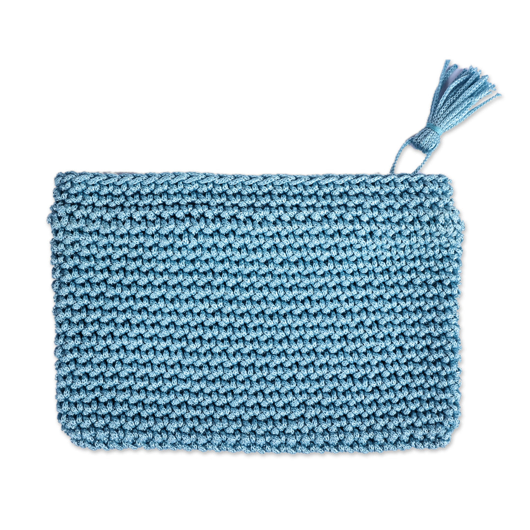 Cerulean Handcrafted Crocheted Cosmetic Bag with Tassel - Makeup Essentials