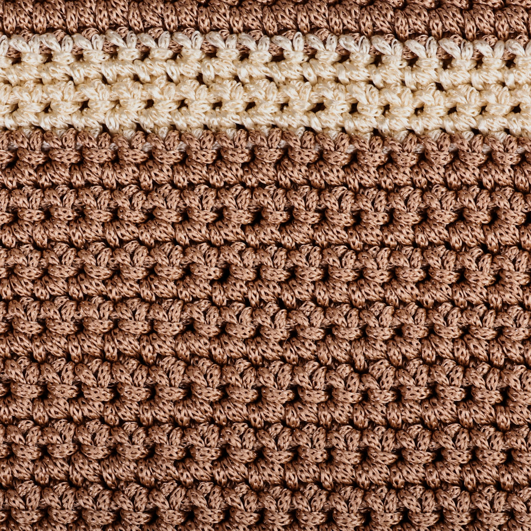Brown and Ivory Crocheted Sling Bag Handcrafted in Armenia - Chic Companion