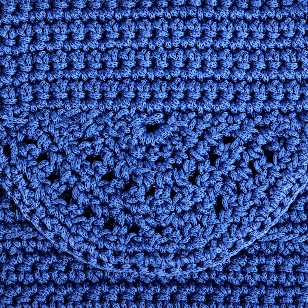 Crocheted Small Sling Bag in Blue Shade Handmade in Armenia - Crossbody Glam