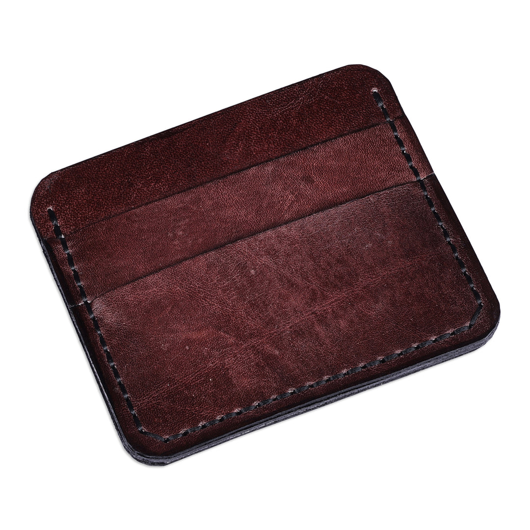 Handcrafted 100% Leather Card Holder in a Cocoa Brown Hue - Frugal Cocoa