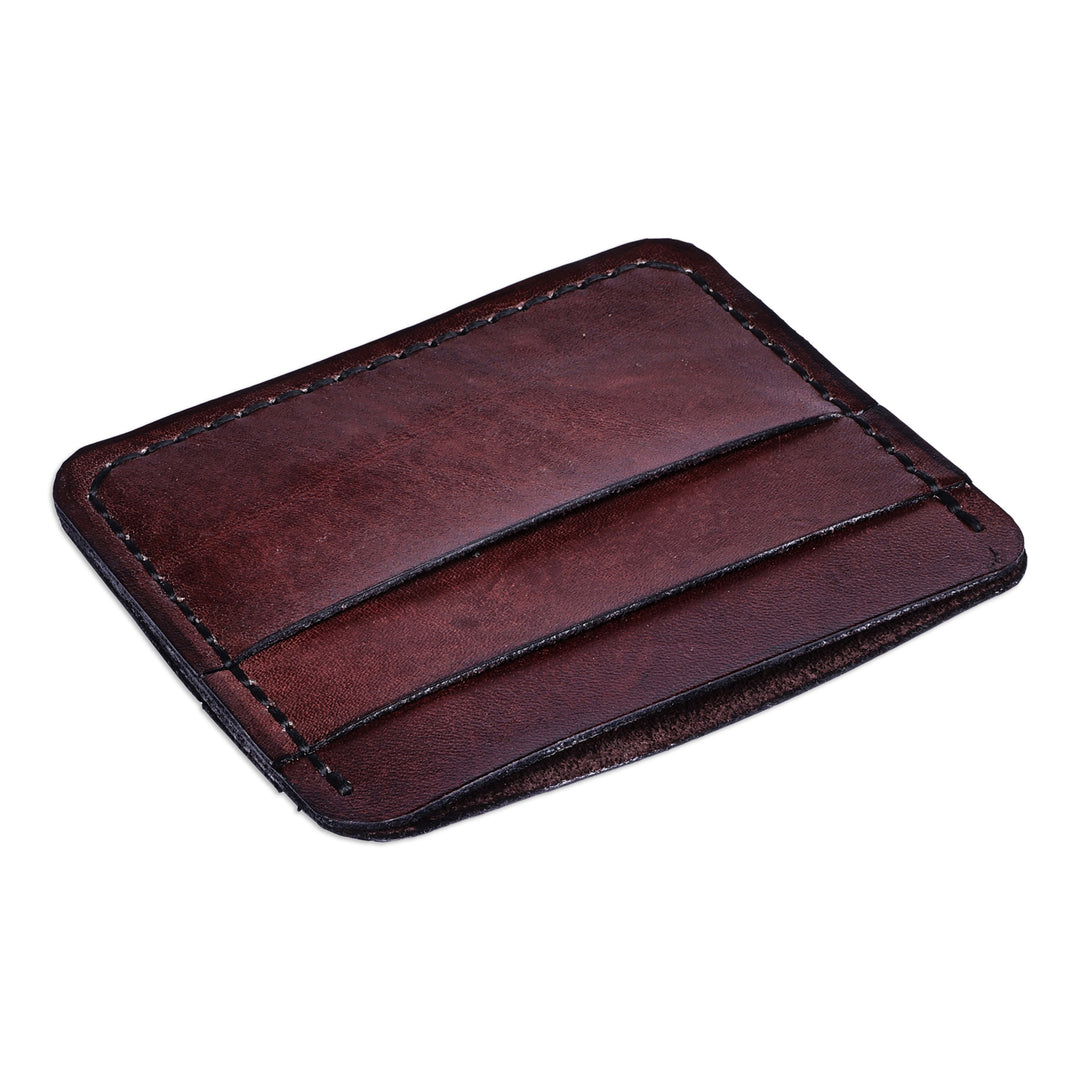 Handcrafted 100% Leather Card Holder in a Cocoa Brown Hue - Frugal Cocoa
