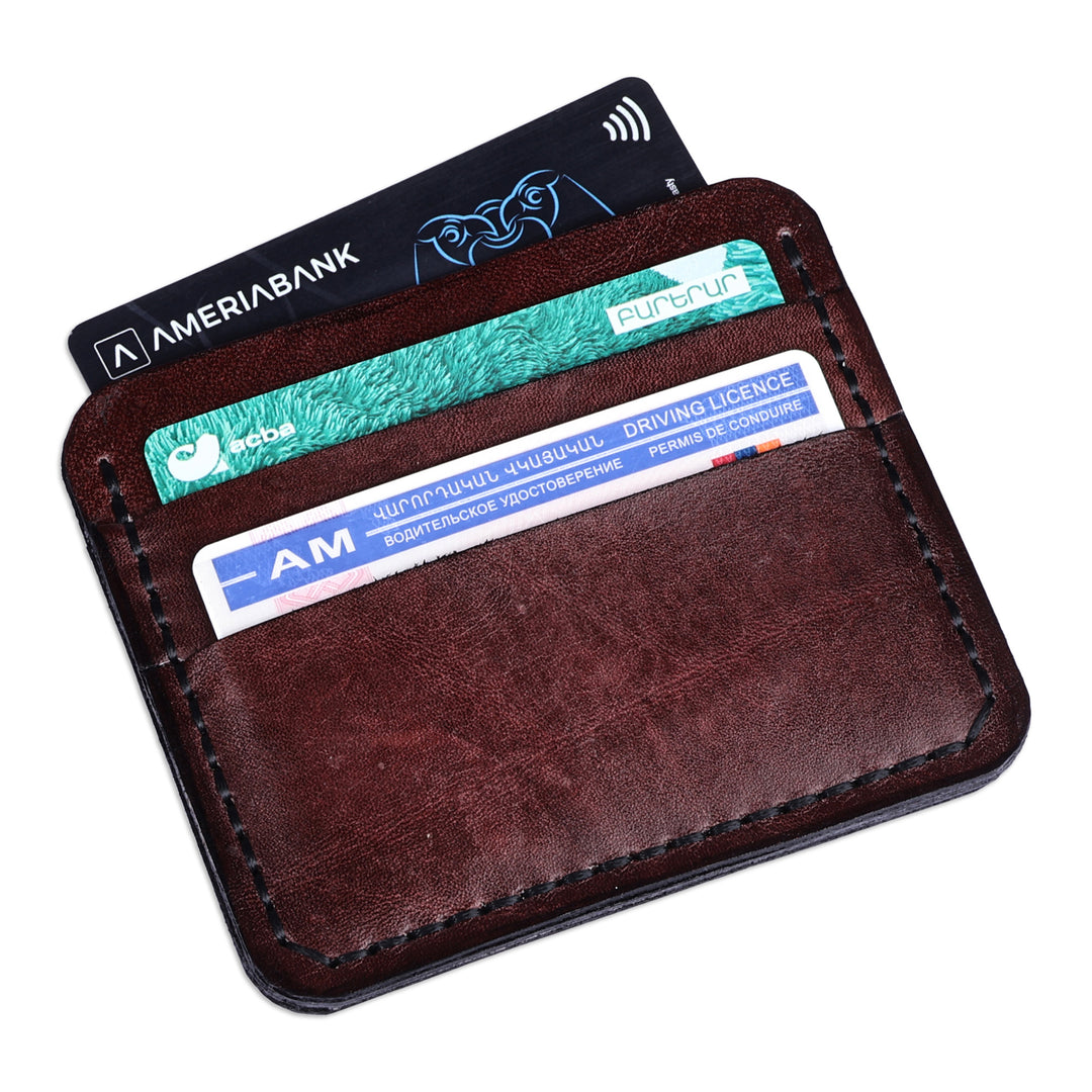 Handcrafted 100% Leather Card Holder in a Cocoa Brown Hue - Frugal Cocoa