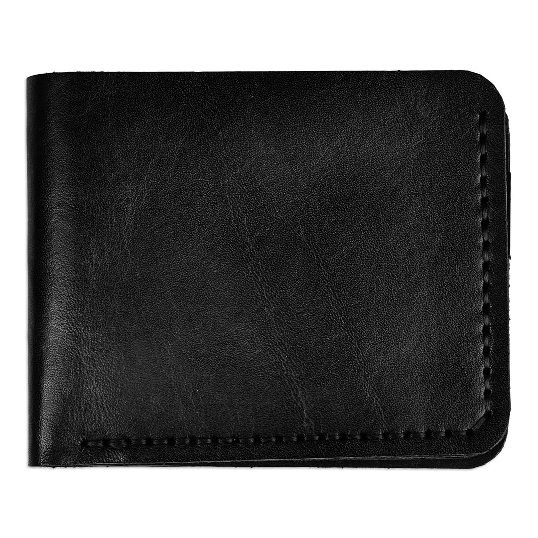 Minimalist 100% Leather Wallet in an Obsidian Black Hue - Obsidian Times