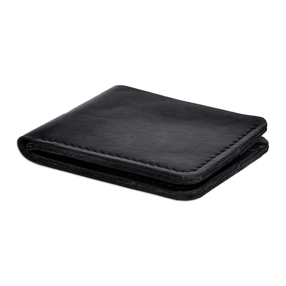 Minimalist 100% Leather Wallet in an Obsidian Black Hue - Obsidian Times