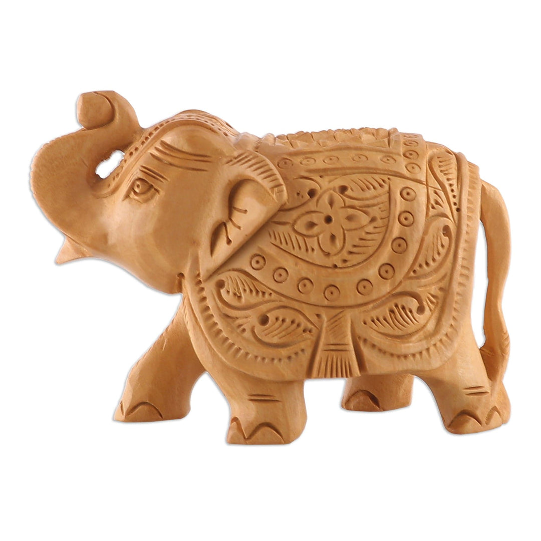 Classic Hand-Carved Kadam Wood Sculpture of Royal Elephant - Festival of Finesse