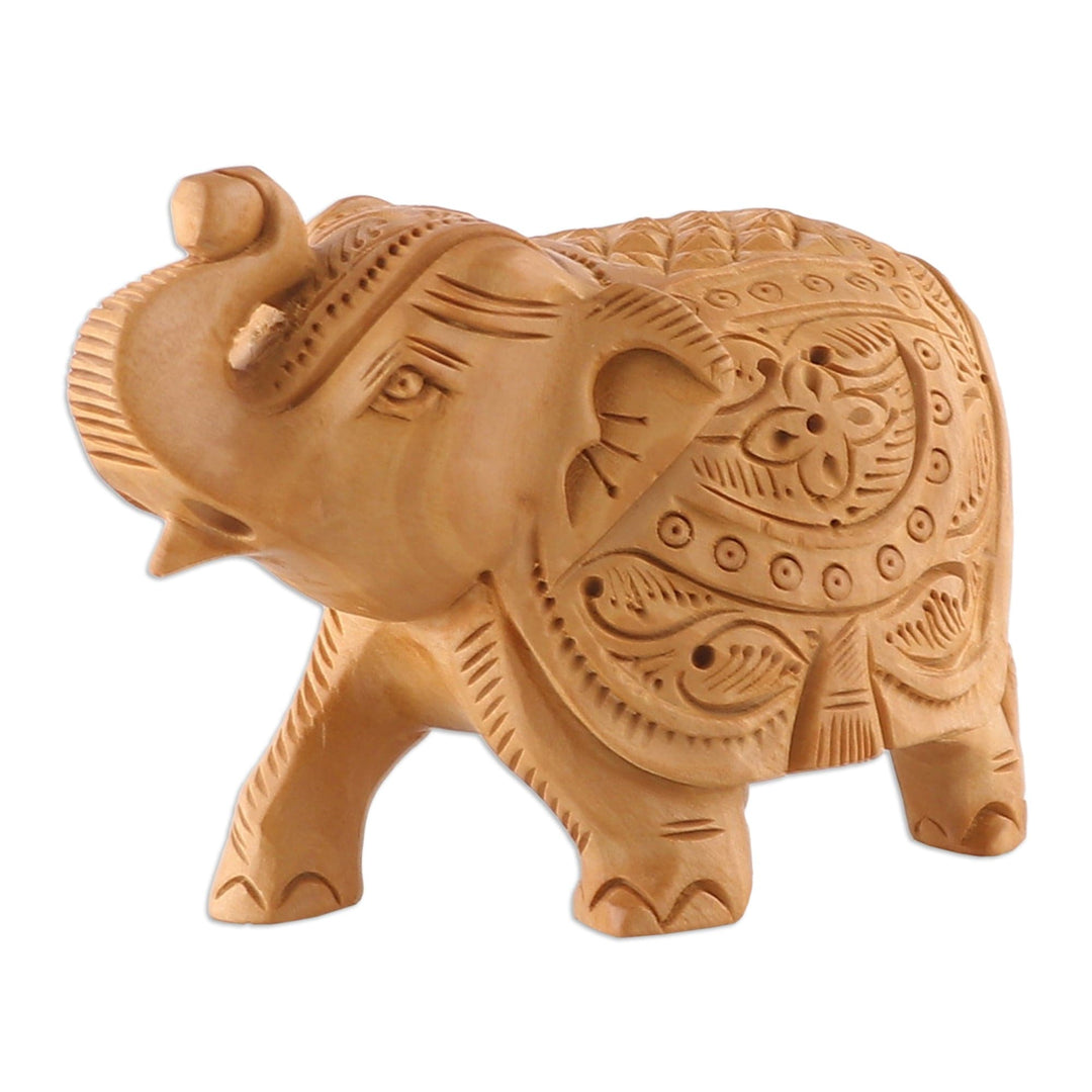 Classic Hand-Carved Kadam Wood Sculpture of Royal Elephant - Festival of Finesse