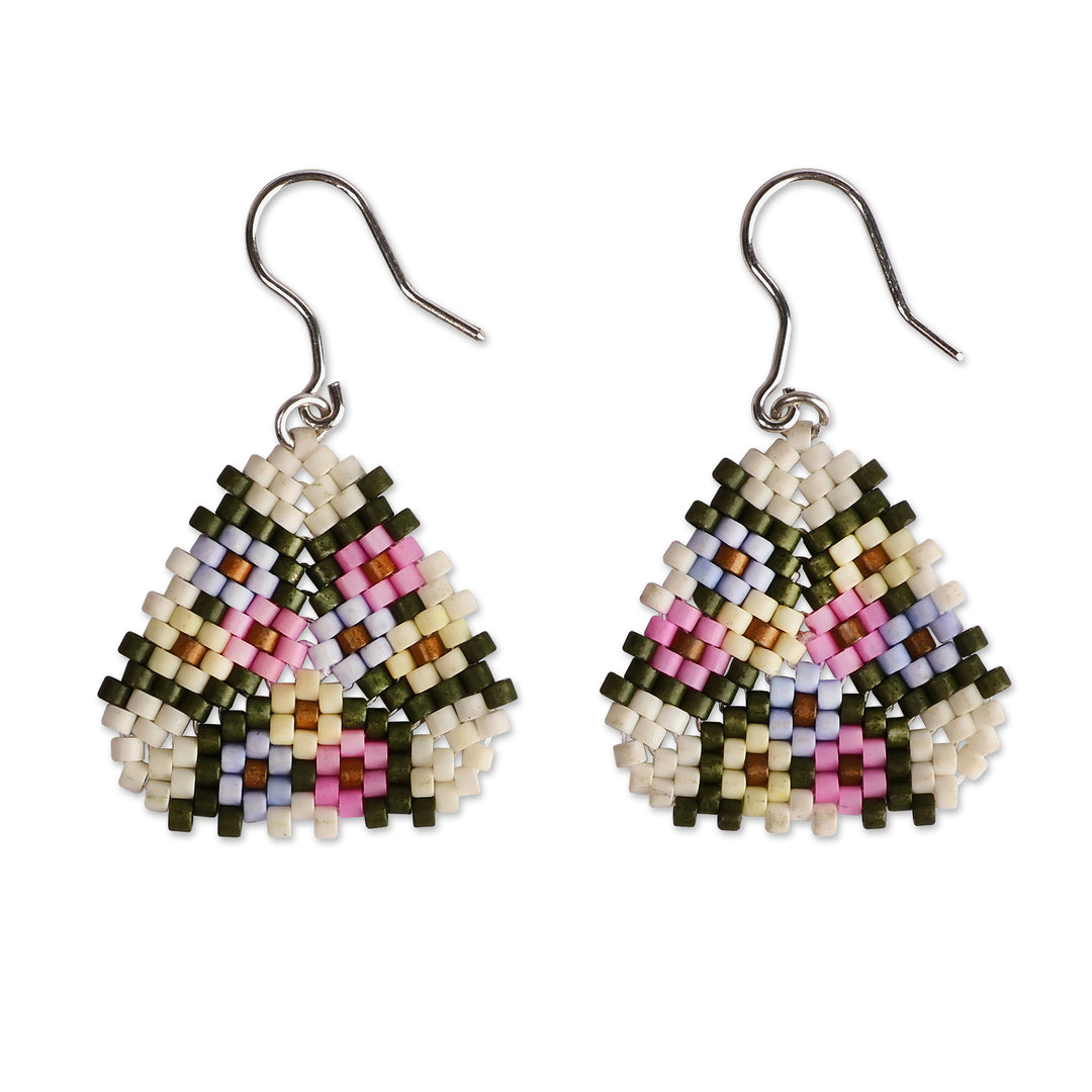 Spring-Inspired Armenian-Made Glass Beaded Dangle Earrings - Primaveral Era