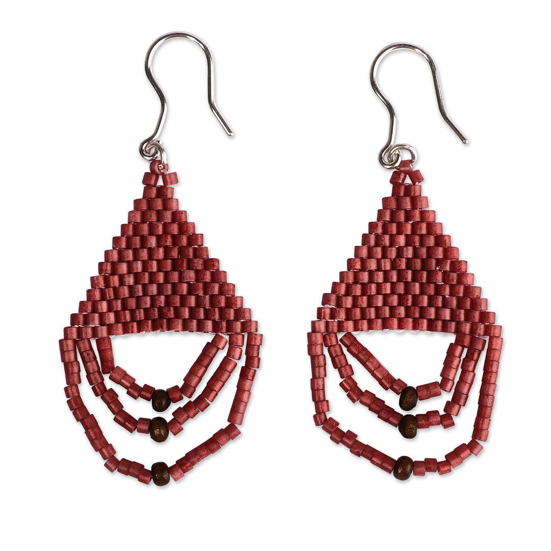 Bohemian Red Glass Beaded Dangle Earrings Crafted in Armenia - Passionate¡ Dame