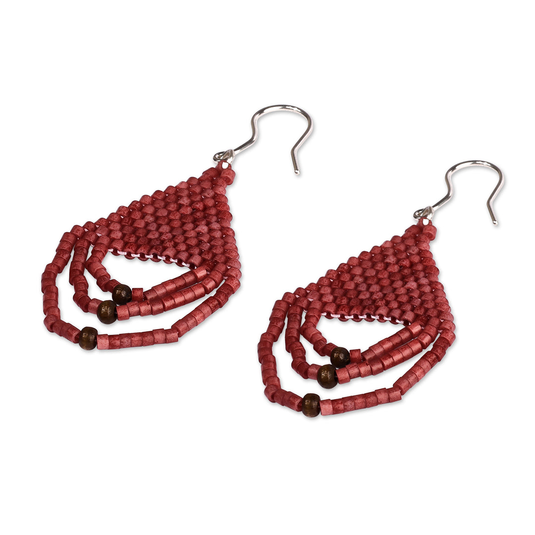 Bohemian Red Glass Beaded Dangle Earrings Crafted in Armenia - Passionate¡ Dame